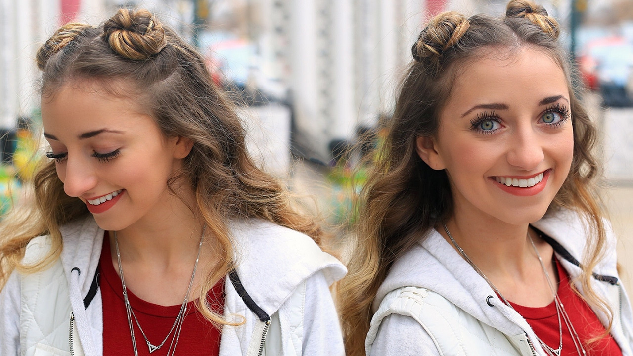 Cute Girls Hairstyles Buns
 Brooklyn s Double Bun Half Up Hairstyle & HAIR HACK