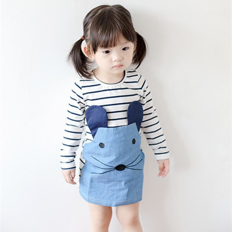 Cute Kids Fashion
 New spring Girl Dresses Long Sleeve Cute Mouse Children