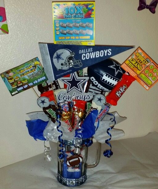Dallas Cowboys Gift Ideas
 Dallas Cowboys beer mug candy bouquet w lottery tickets