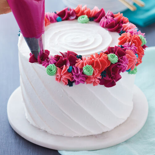 Decorating Birthday Cakes
 Bright Flower Ring Cake