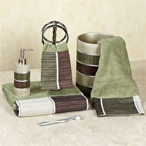 Decorative Bathroom Towel Sets
 Modern Line Sage Bath Towel Set