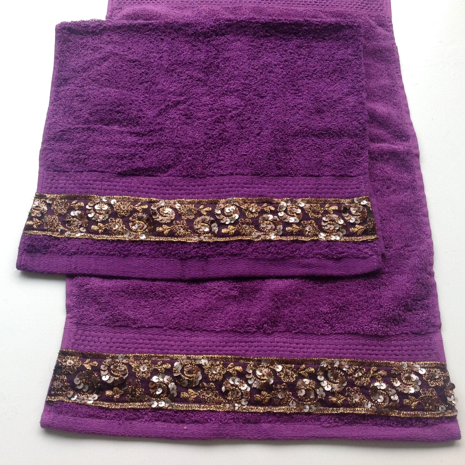 Decorative Bathroom Towel Sets
 Purple Hand Towel set of 2 Decorative Bathroom decor Gift