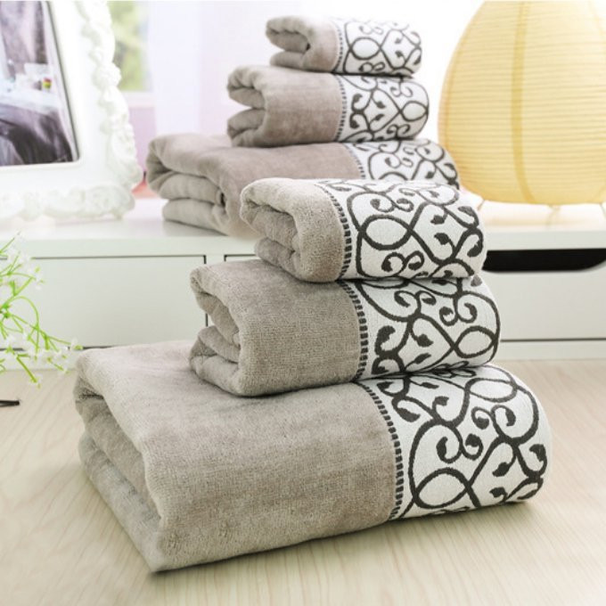 Decorative Bathroom Towel Sets
 3pcs Decorative Luxury Cotton Bath Towels Sets for Adults