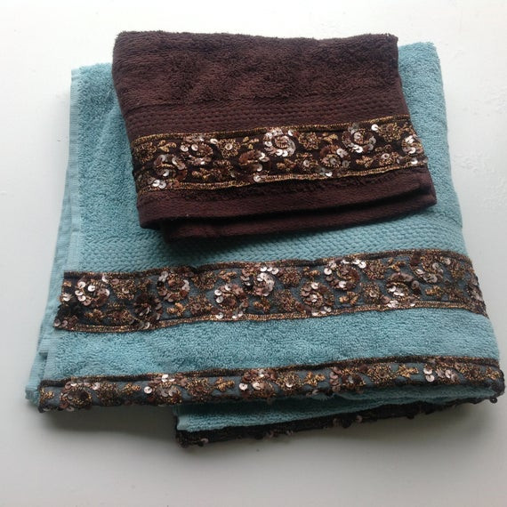 Decorative Bathroom Towel Sets
 Aqua Blue Decorative Towel Lace on Towel House by BlingScarves