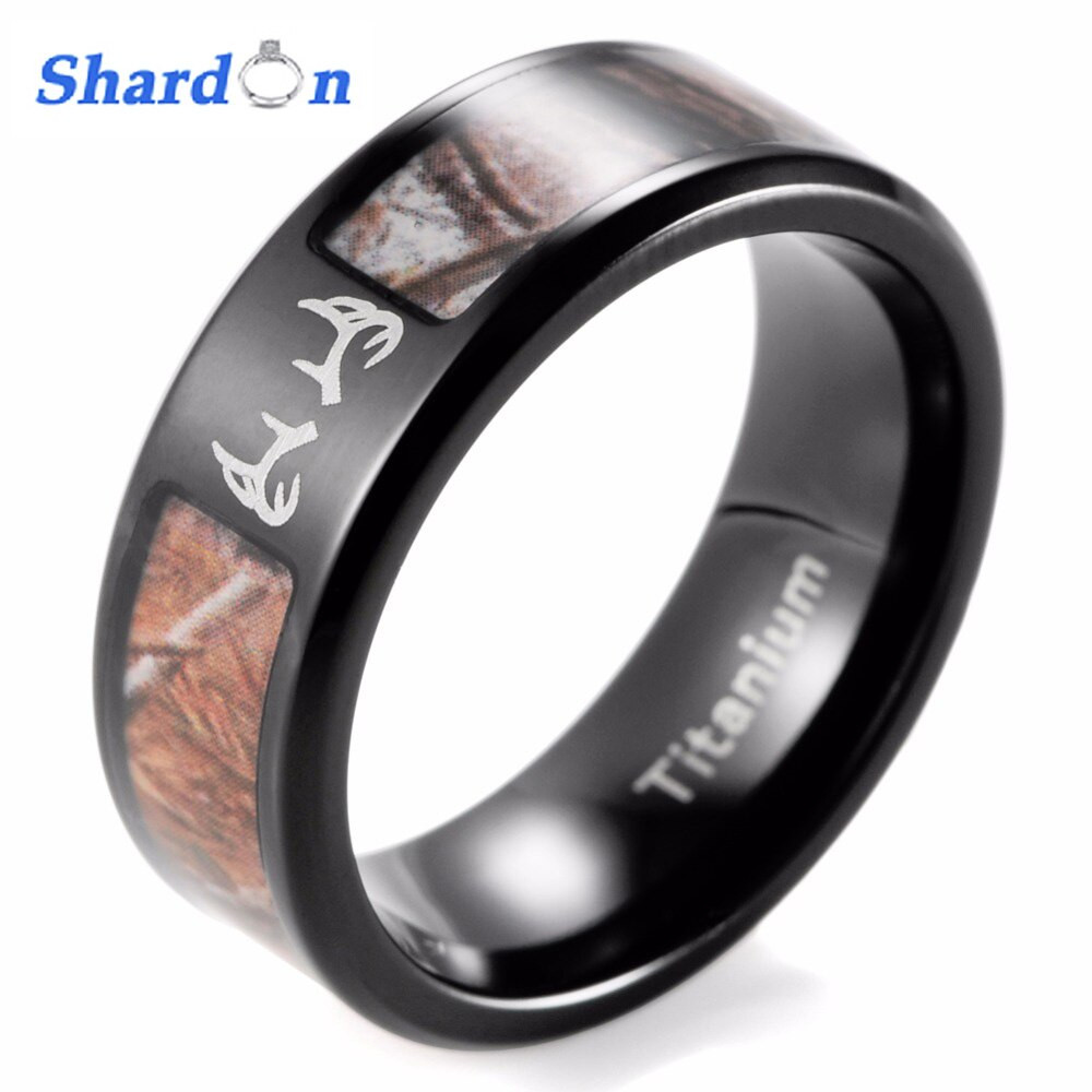 Deer Wedding Rings
 SHARDON Outdoor Deer Camo Ring Men s Black Titanium Real