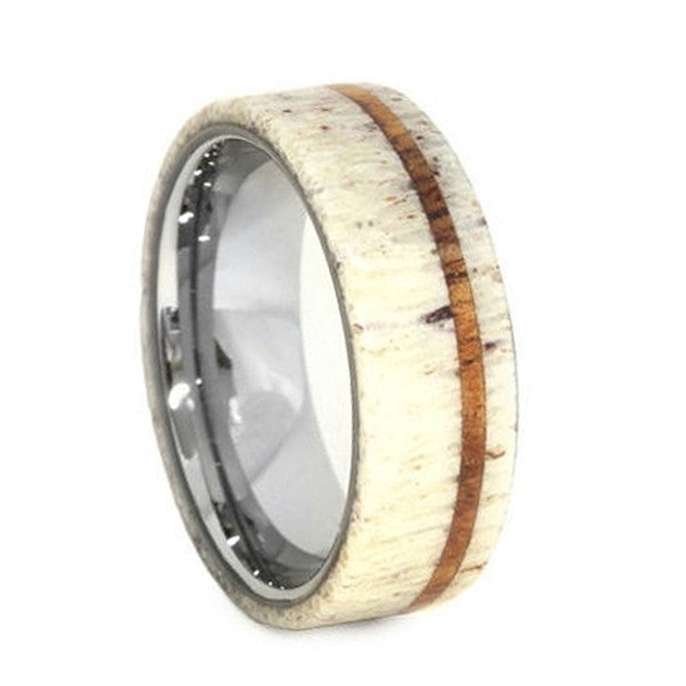 Deer Wedding Rings
 Deer Antler Wedding Band Wood Ring Titanium Ring by