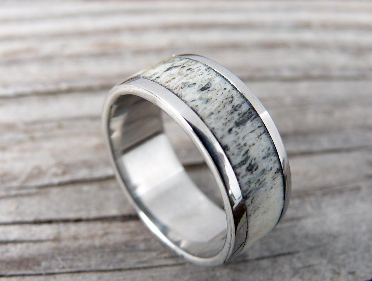 Deer Wedding Rings
 Titanium Ring with Deer Antler Wedding Ring Mens by