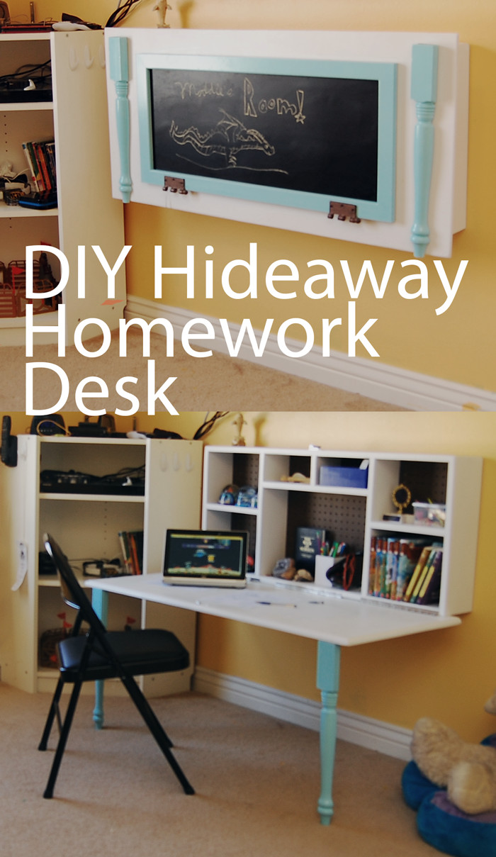 Desk For Kids Room
 DIY Kids Homework Hideaway Wall Desk