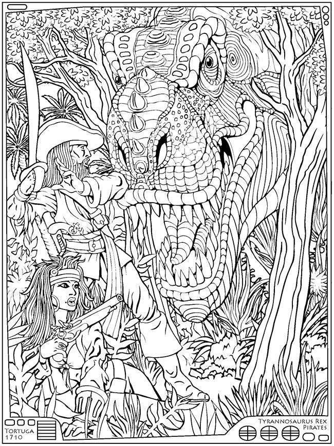 Detailed Coloring Books For Adults
 MONSTER MASH UP Dinosaurs Face Destruction Dover