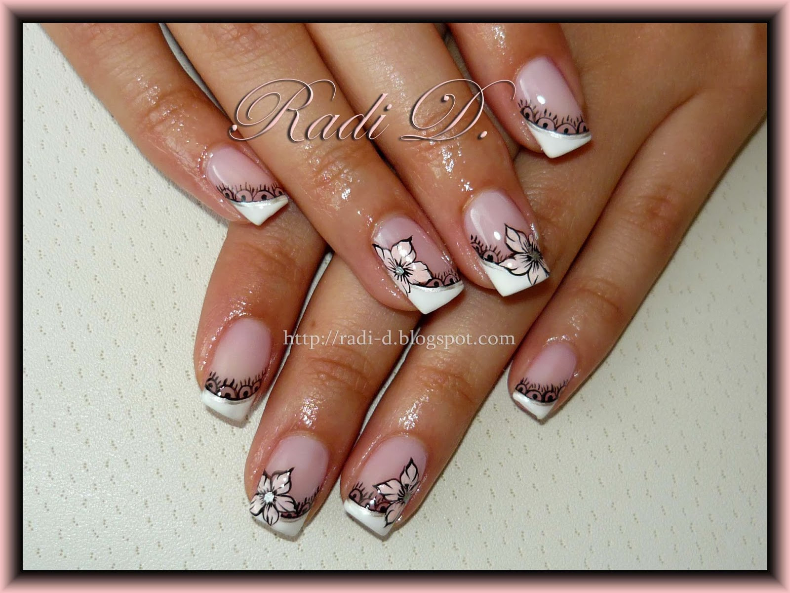 Diagonal Nail Designs
 It s all about nails Diagonal French Lace & Flowers