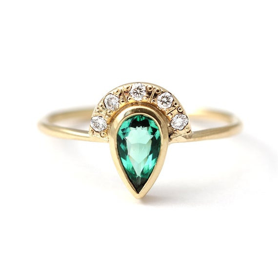 Diamond Alternative Engagement Ring
 Emerald Engagement Ring Alternative Engagement Ring by artemer