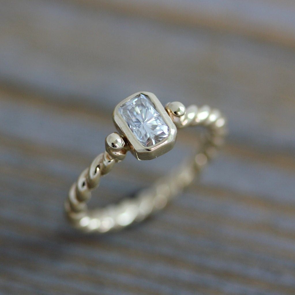 Diamond Alternative Engagement Ring
 Moissanite Engagement Ring A Diamond Alternative in Recycled