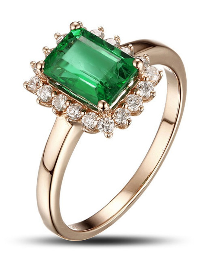 Diamond And Emerald Engagement Ring
 1 25 Carat Emerald and Diamond Engagement Ring in Yellow