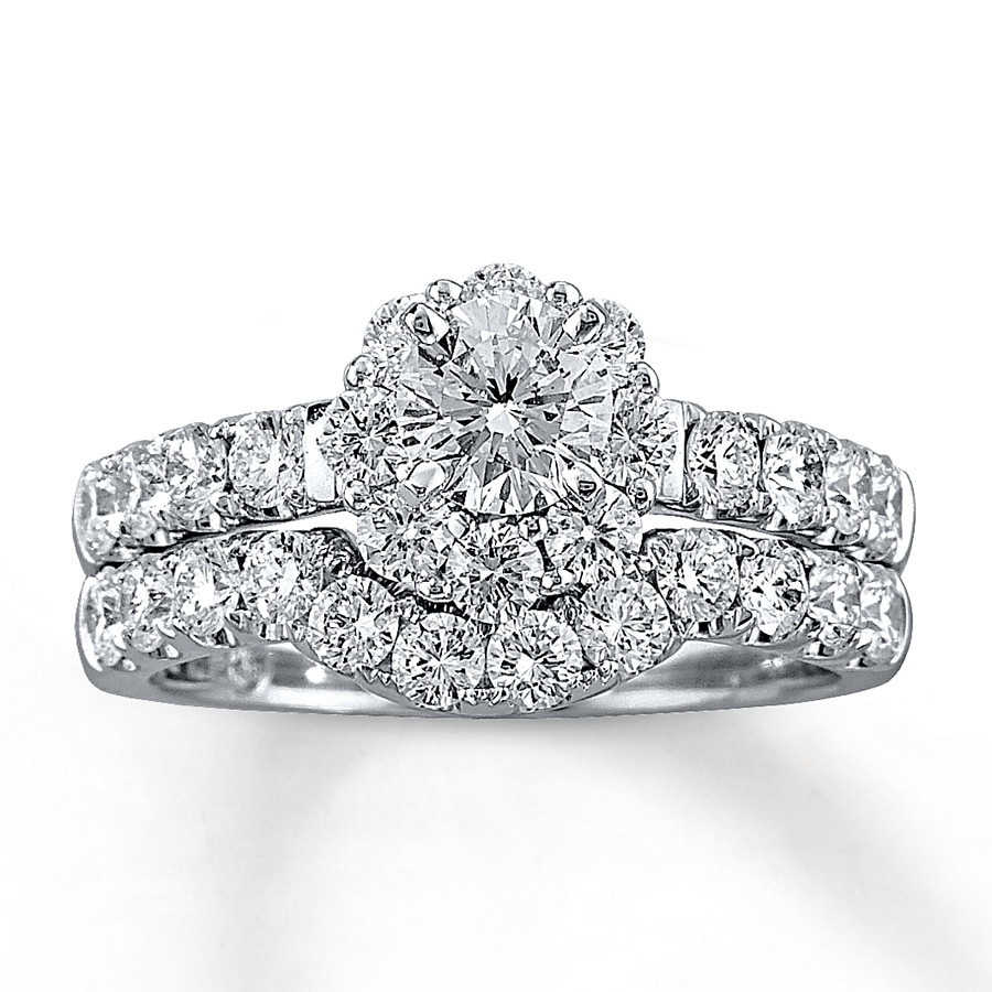 Diamond Bridal Ring Sets
 Leo Diamond Bridal Set 2 ct tw Round cut 14K White Gold