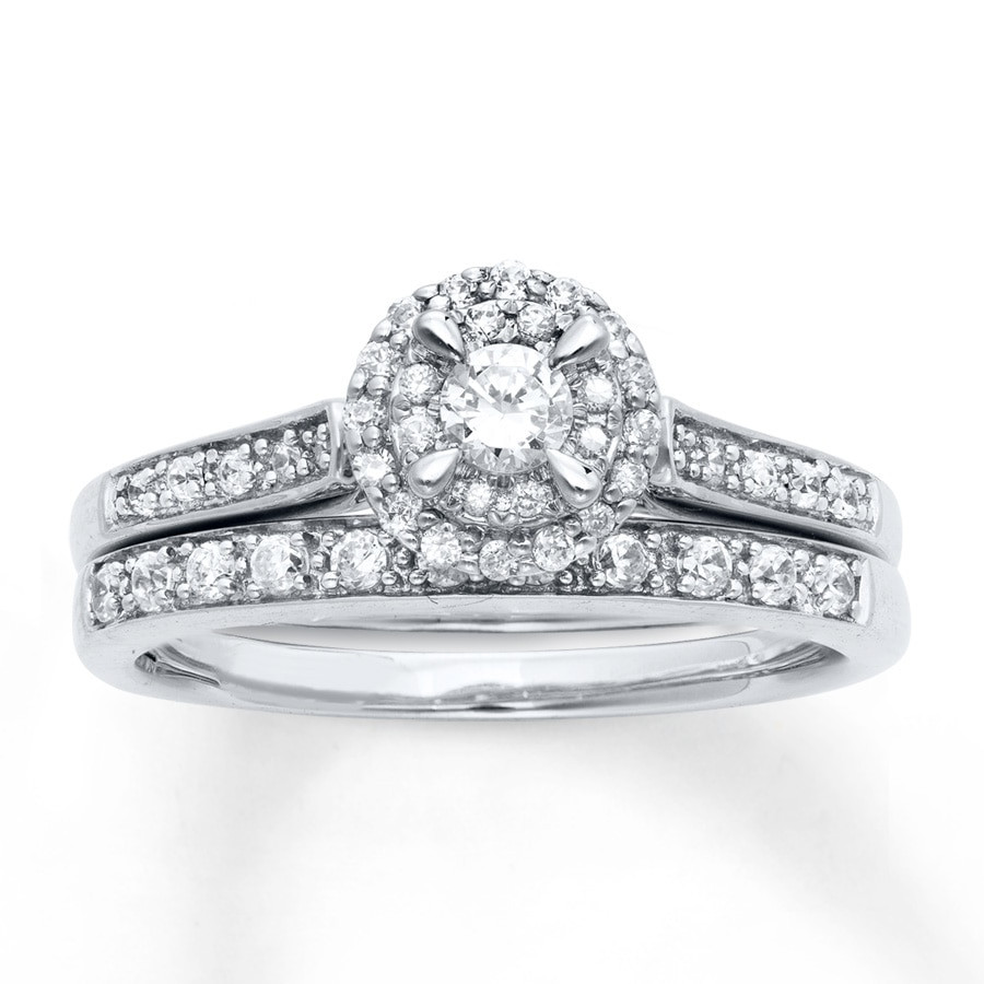 Diamond Bridal Ring Sets
 Diamond Bridal Set 1 2 ct tw Round Cut 14K White Gold