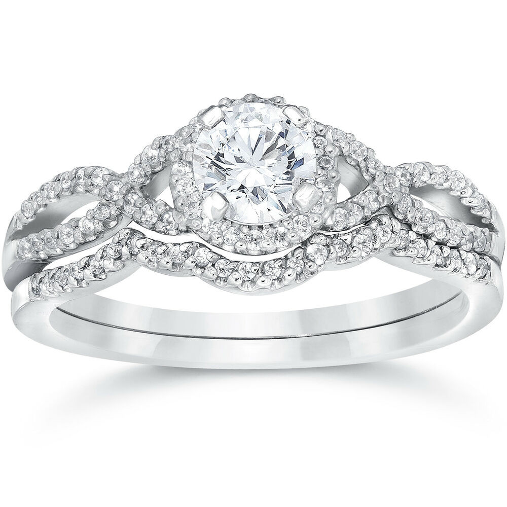 Diamond Bridal Ring Sets
 3 4ct Diamond Infinity Engagement Wedding Ring Set 14K