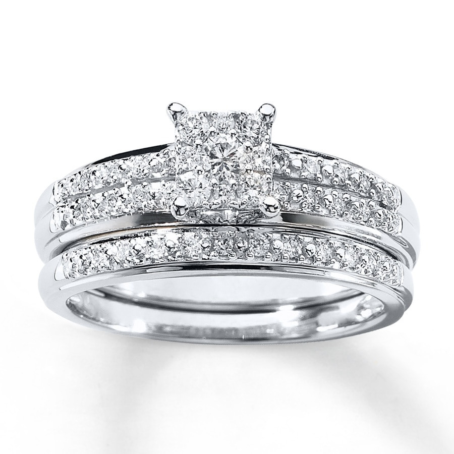 Diamond Bridal Ring Sets
 Kay Diamond Bridal Set 1 3 ct tw Round cut 10K White Gold