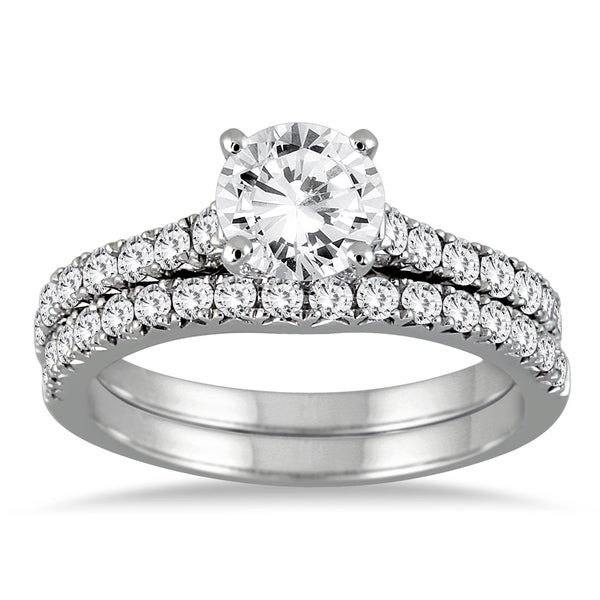 Diamond Bridal Ring Sets
 Shop 14k White Gold 1 3 8ct TDW Round Diamond Bridal Set