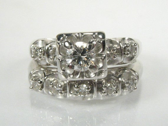 Diamond Bridal Rings
 Vintage Diamond Wedding Rings Set Circa 1950 s