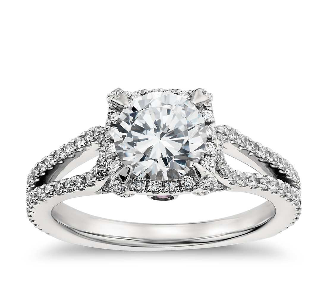 Diamond Bridal Rings
 Monique Lhuillier Halo Diamond Engagement Ring in Platinum