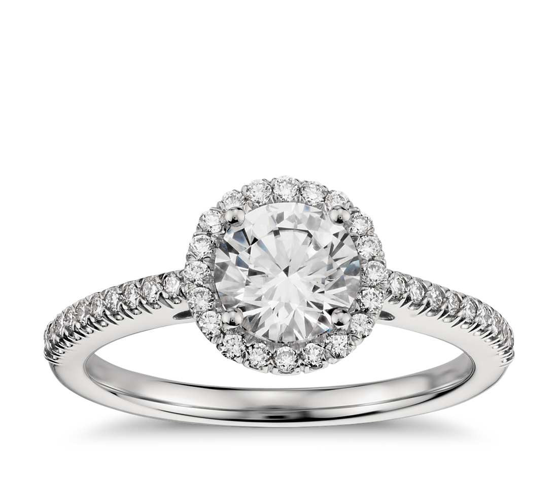 Diamond Bridal Rings
 Classic Halo Diamond Engagement Ring in Platinum 1 4 ct