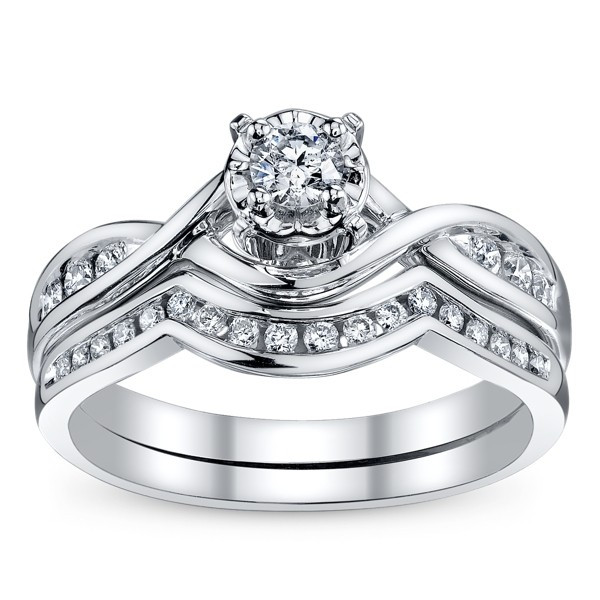 Diamond Bridal Rings
 Divine Wedding Ring Set Half Carat Round Cut Diamond on