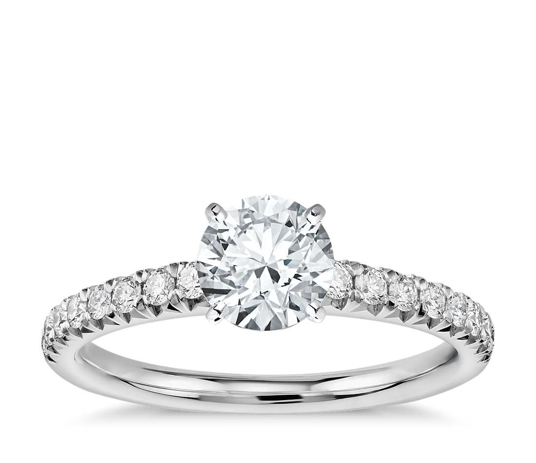 Diamond Bridal Rings
 French Pavé Diamond Engagement Ring in Platinum 1 4 ct