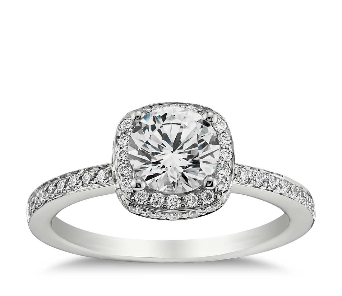 Diamond Bridal Rings
 Halo Diamond Engagement Ring in 18K White Gold