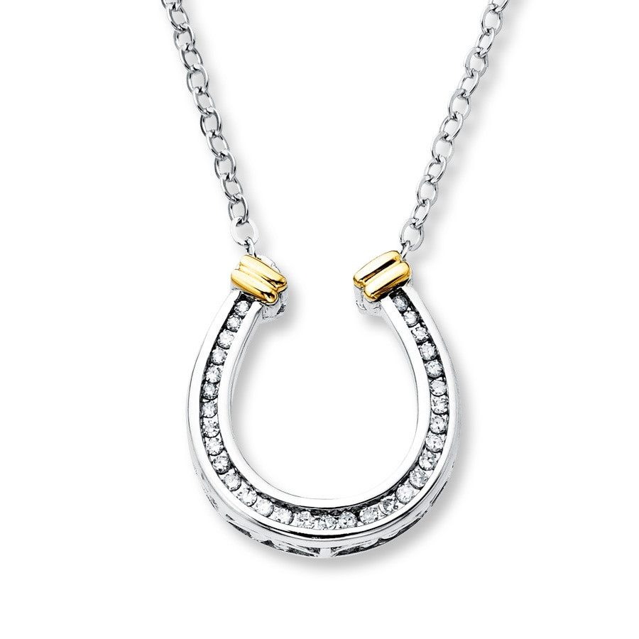 Diamond Horseshoe Necklace
 Horseshoe Necklace 1 8 ct tw Diamonds Sterling Silver 10K
