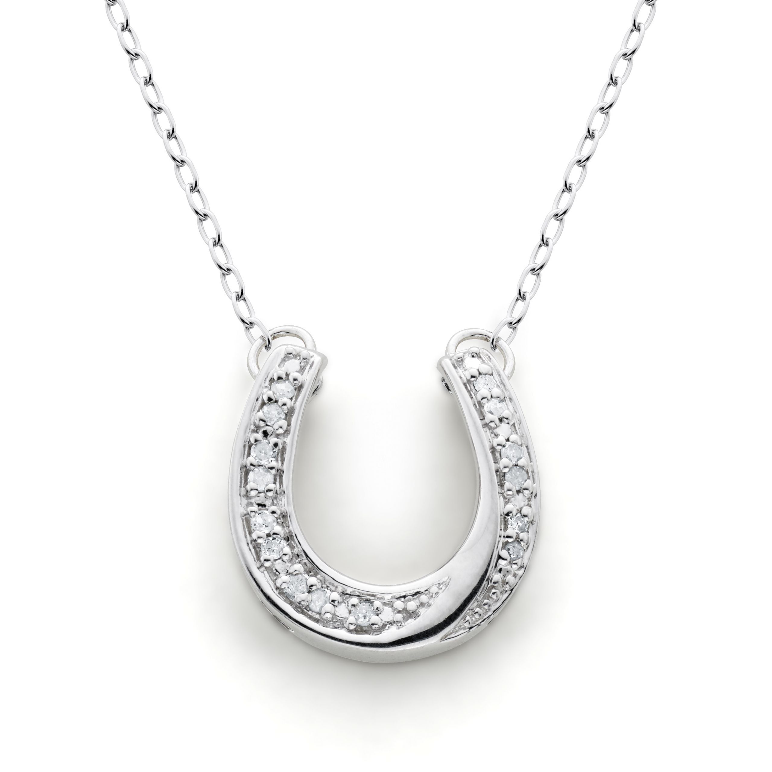 Diamond Horseshoe Necklace
 Sterling Silver 1 10Cttw Diamond Horseshoe Pendant