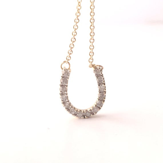 Diamond Horseshoe Necklace
 SALE Vintage Diamond Horseshoe Necklace in 10k by BrocktonGems