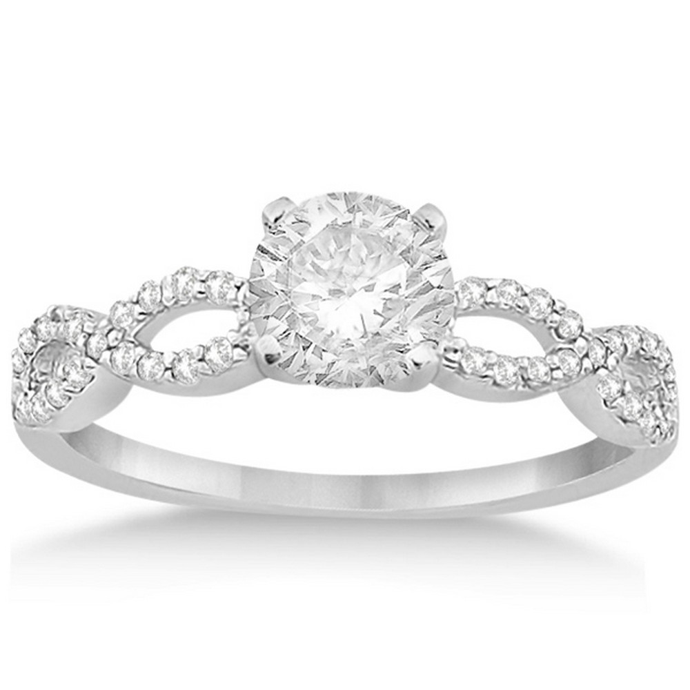 Diamond Infinity Engagement Ring
 Twisted Infinity Diamond Engagement Ring Setting 14K White