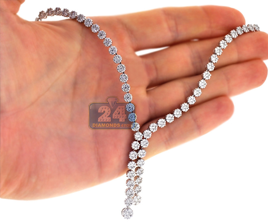 Diamond Necklace Womens
 Womens Diamond Lariat Drop Necklace 18K White Gold 4 65ct