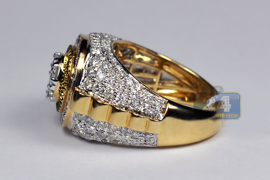 Diamond Pinky Rings
 Mens Diamond Cluster Pinky Ring 14K Yellow Gold 3 22 ct