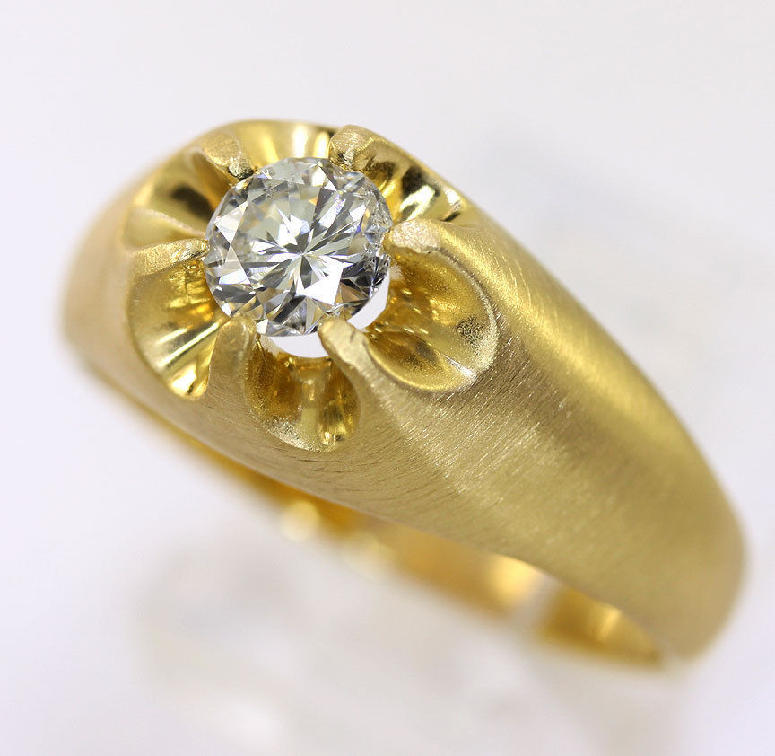 Diamond Pinky Rings
 Mens diamond pinky ring 22K yellow gold solitaire G color
