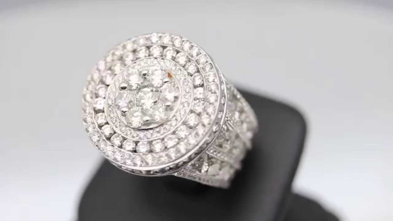 Diamond Pinky Rings
 Men s 14K Solid White Gold Diamond Pinky Ring 15 90 Ctw