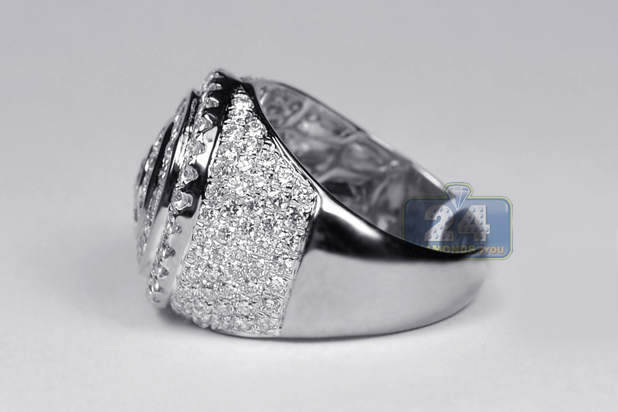 Diamond Pinky Rings
 Mens Diamond Round Signet Pinky Ring 14K White Gold 3 88 ct