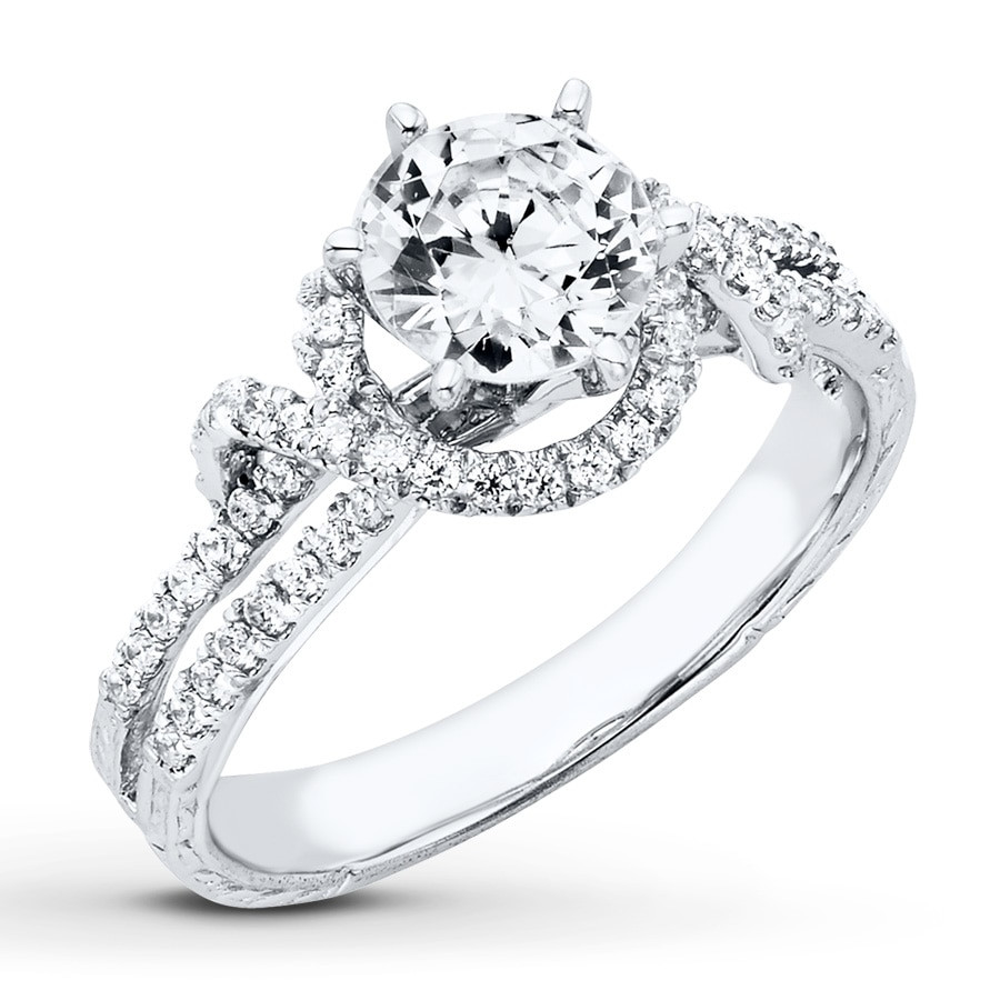 Diamond Slice Engagement Ring
 Diamond Engagement Ring 1 1 3 ct tw Round cut 14K White