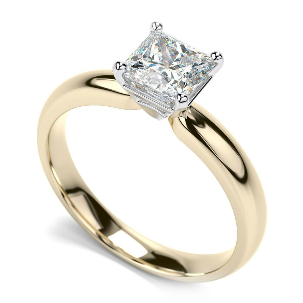 Diamond Slice Engagement Ring
 14k Yellow Gold 0 50ct Princess Cut Diamond Solitaire