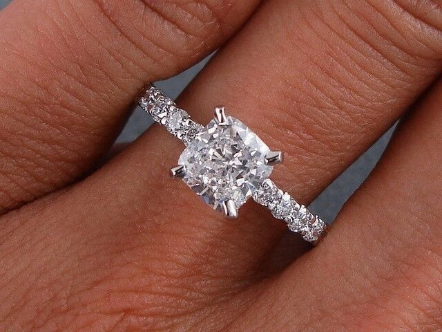 Diamond Slice Engagement Ring
 1 28 CARATS CT TW CUSHION CUT DIAMOND ENGAGEMENT RING D