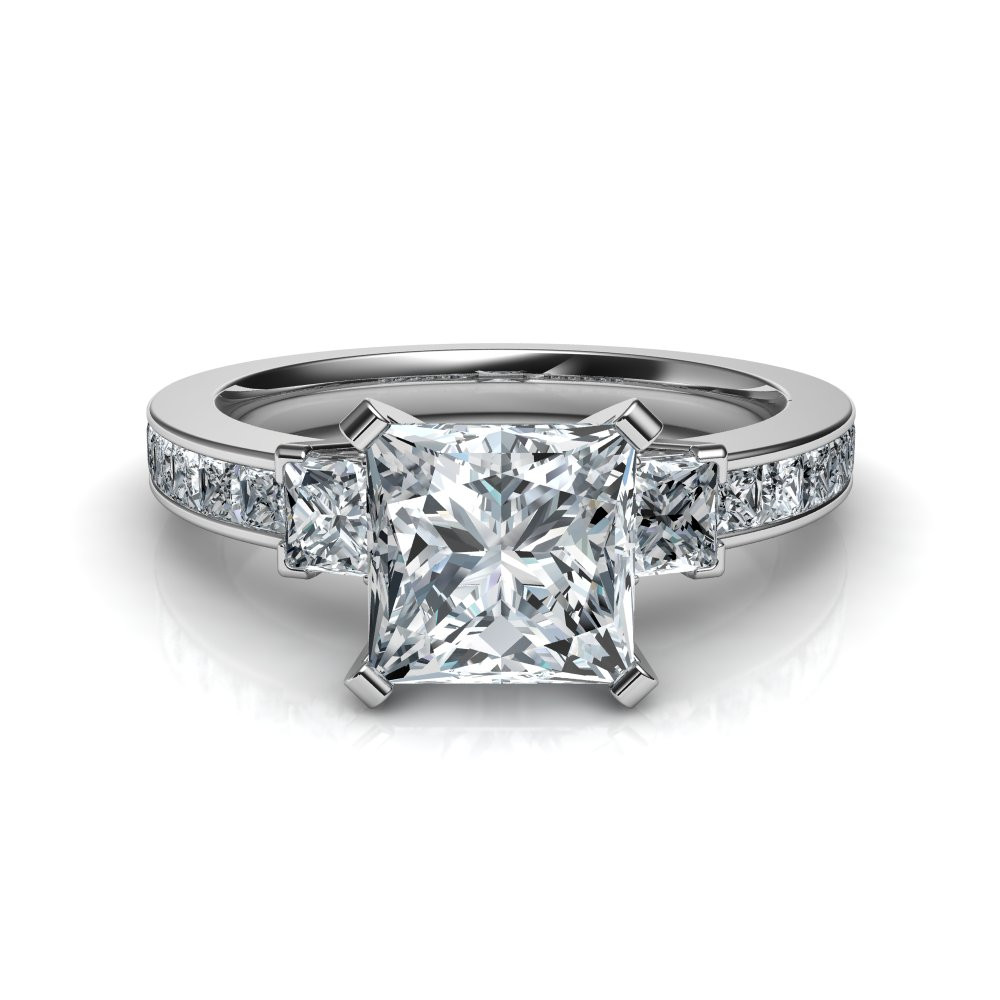 Diamond Slice Engagement Ring
 Three Stone Princess Cut Diamond Engagement Ring Natalie