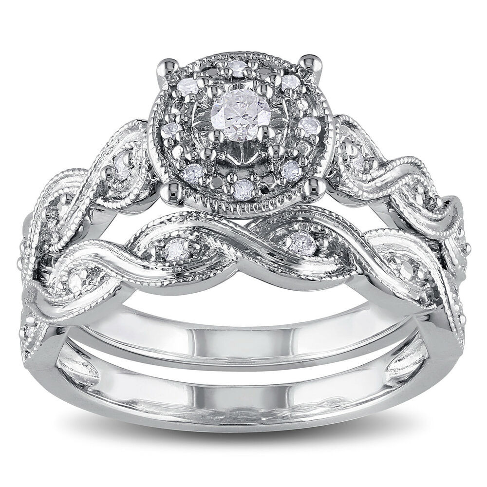 Diamond Wedding Ring Sets
 Miadora Sterling Silver 1 5ct TDW Diamond Infinity