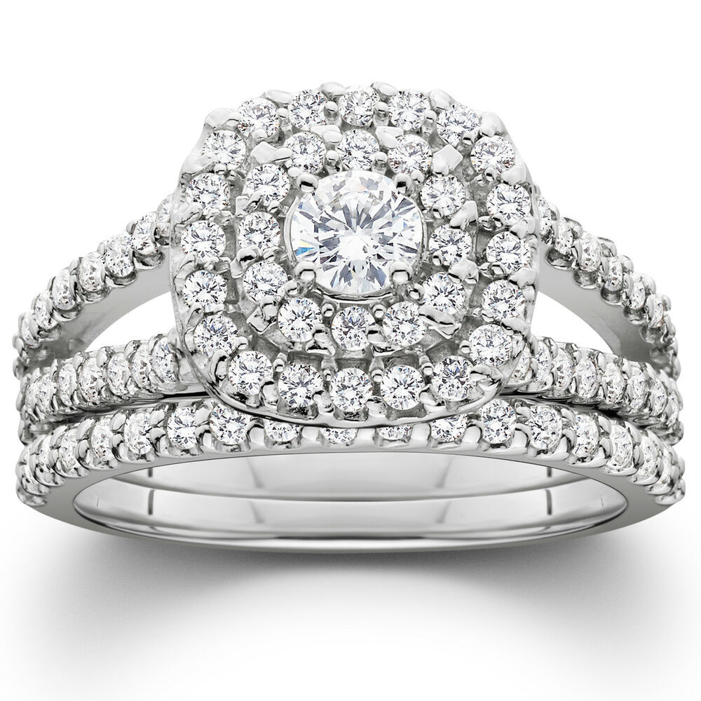 Diamond Wedding Ring Sets
 1 1 10ct Cushion Halo Diamond Engagement Wedding Ring Set