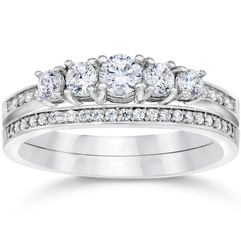 Diamond Wedding Ring Sets
 5 8 Carat Vintage Real Diamond Engagement Wedding Ring Set