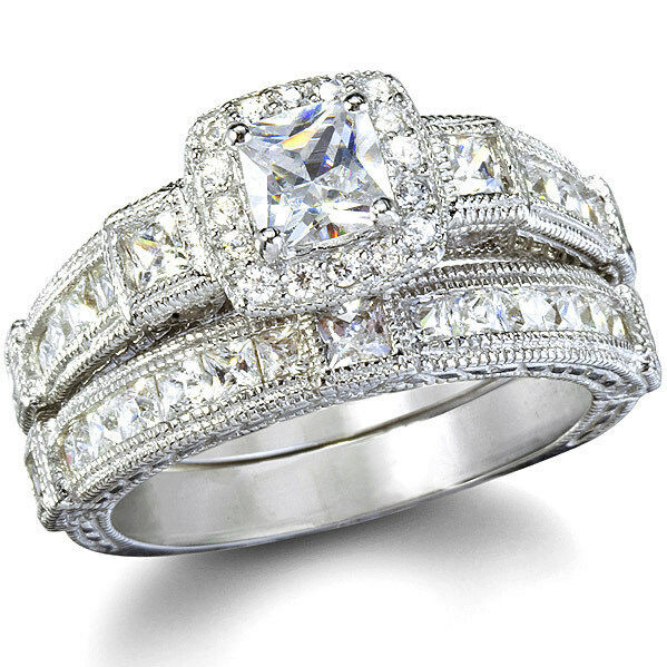 Diamond Wedding Ring Sets
 Antique Style Imitation Diamond Wedding Ring Set