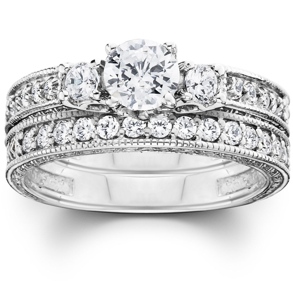 Diamond Wedding Ring Sets
 1 1 4ct Vintage Diamond Engagement Wedding Ring Set 14K