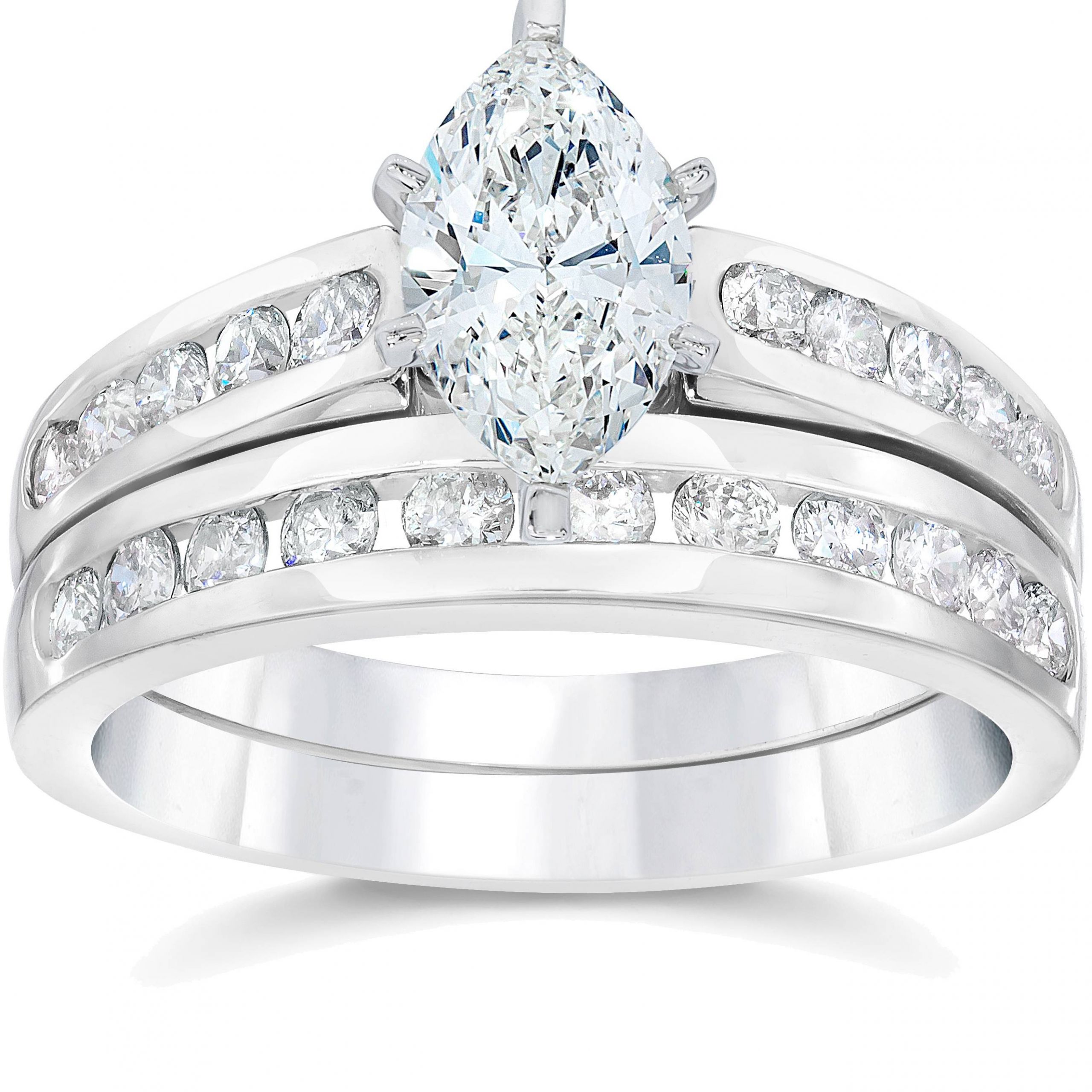 Diamond Wedding Ring Sets
 2 Carat Marquise Enhanced Diamond Engagement Wedding Ring