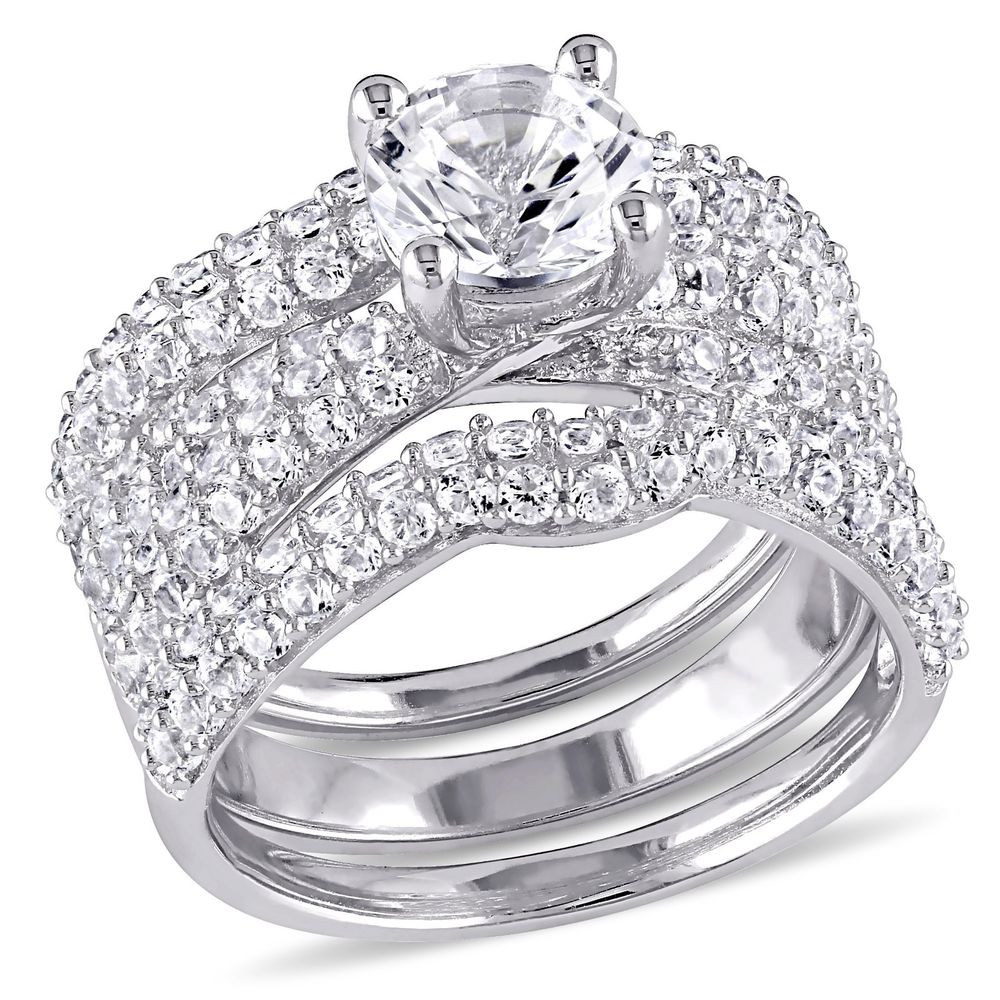 Diamond Wedding Ring Sets
 ROUND DIAMOND SAPPHIRE ENGAGEMENT WEDDING RING SET SZ 6 SZ