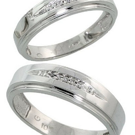 Diamond Wedding Rings For Her
 Buy 10k White Gold Diamond Wedding Rings Set for Him and