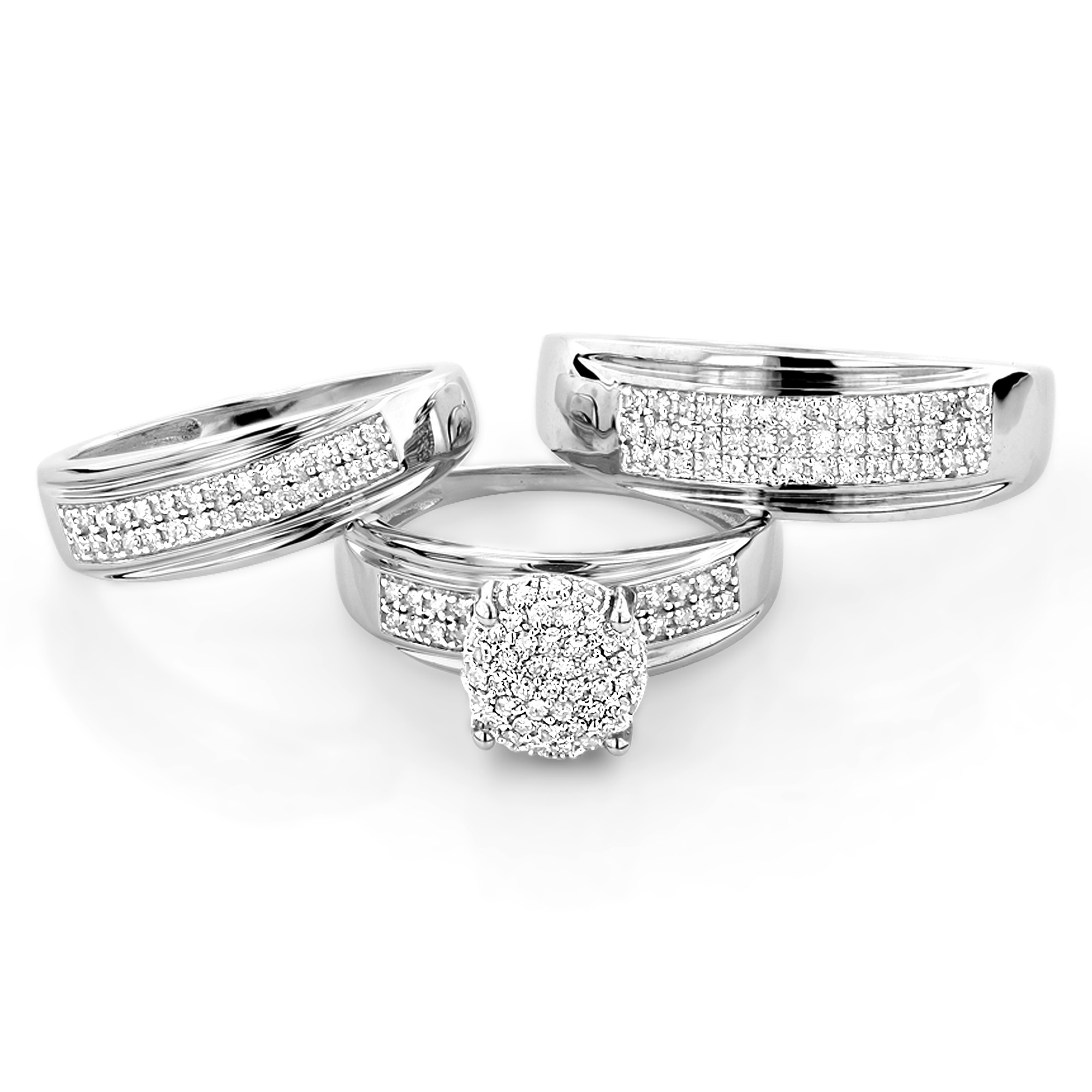 Diamond Wedding Rings For Her
 10K Gold Engagement Trio Diamond His and Hers Wedding Ring